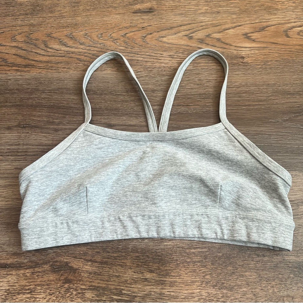 Alo Yoga Alosoft Gratitude Sports Bra Heather Grey Size Small Workout Pilates